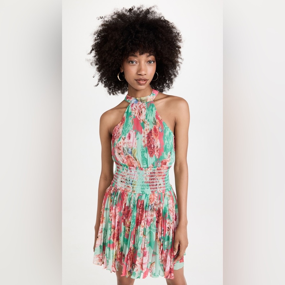 Rococo Sand Pleated Short Dress, XXL